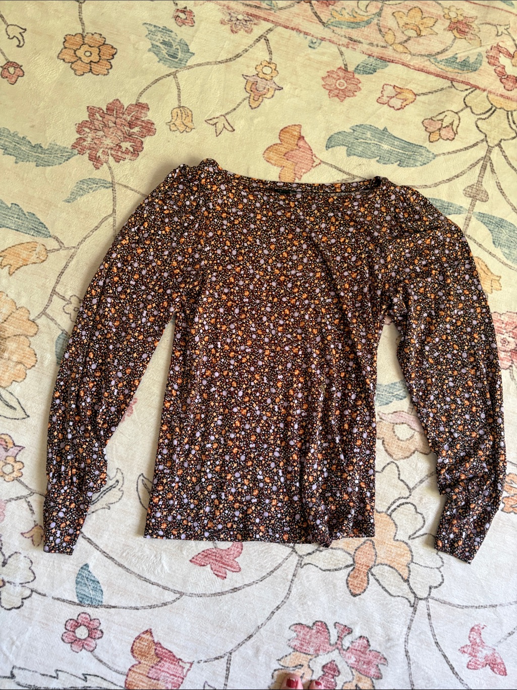 Ann Taylor Brown Floral Long-Sleeve Tee